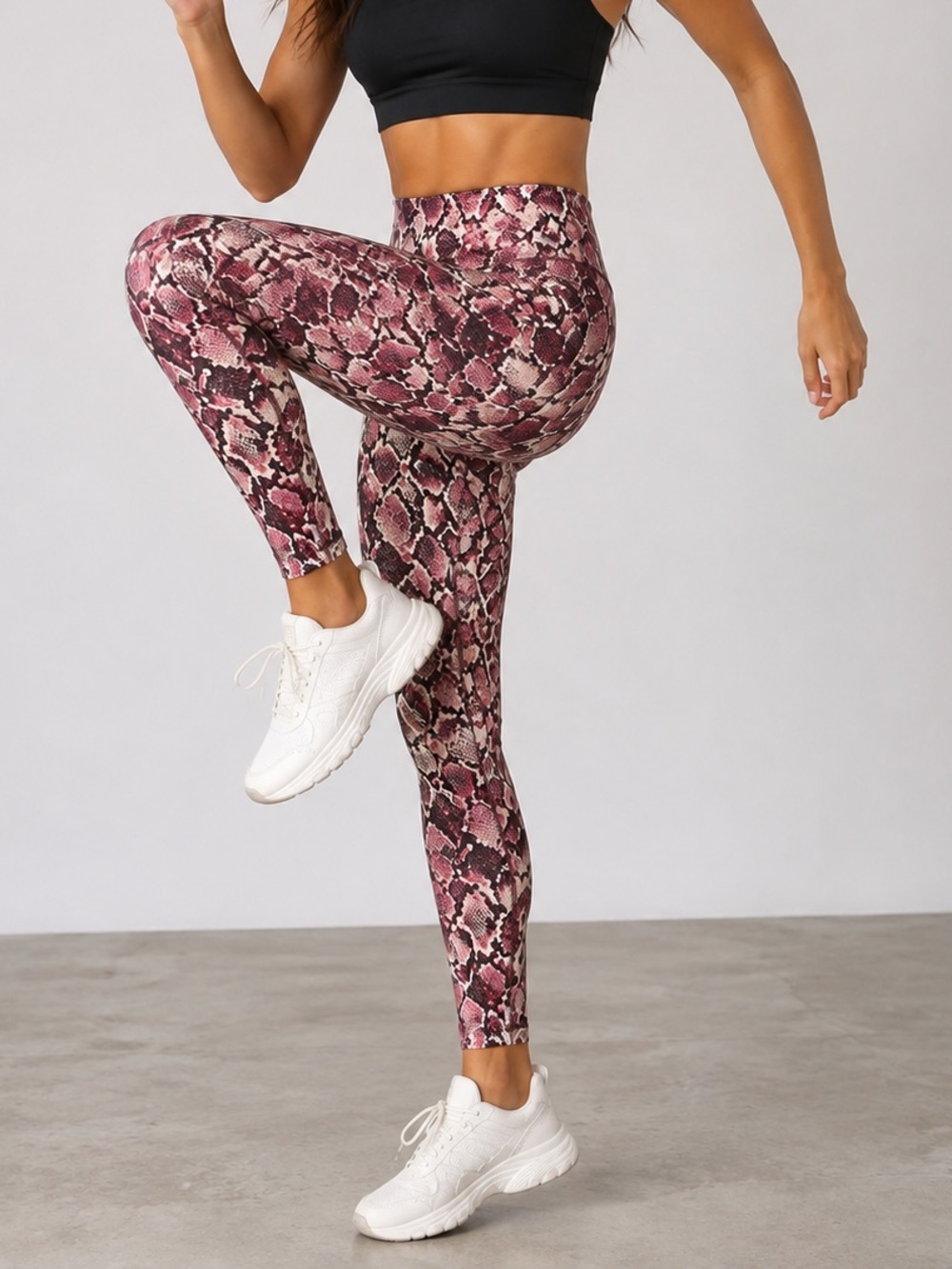 Victoria’s Secret Sport Knockout Leggings M Pink Snakeskin High Rise Yoga Gym